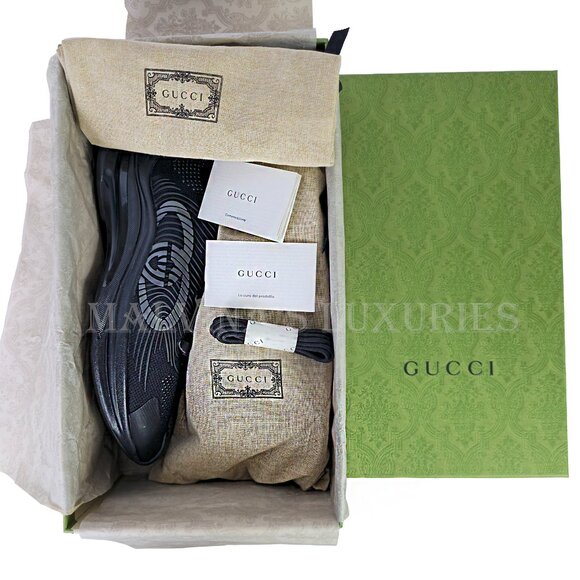 GUCCI SNEAKERS RUN RUBBER TRIMMED MESH SHOES w GG LOGO sz 42 US 12 - Picture 14 of 16